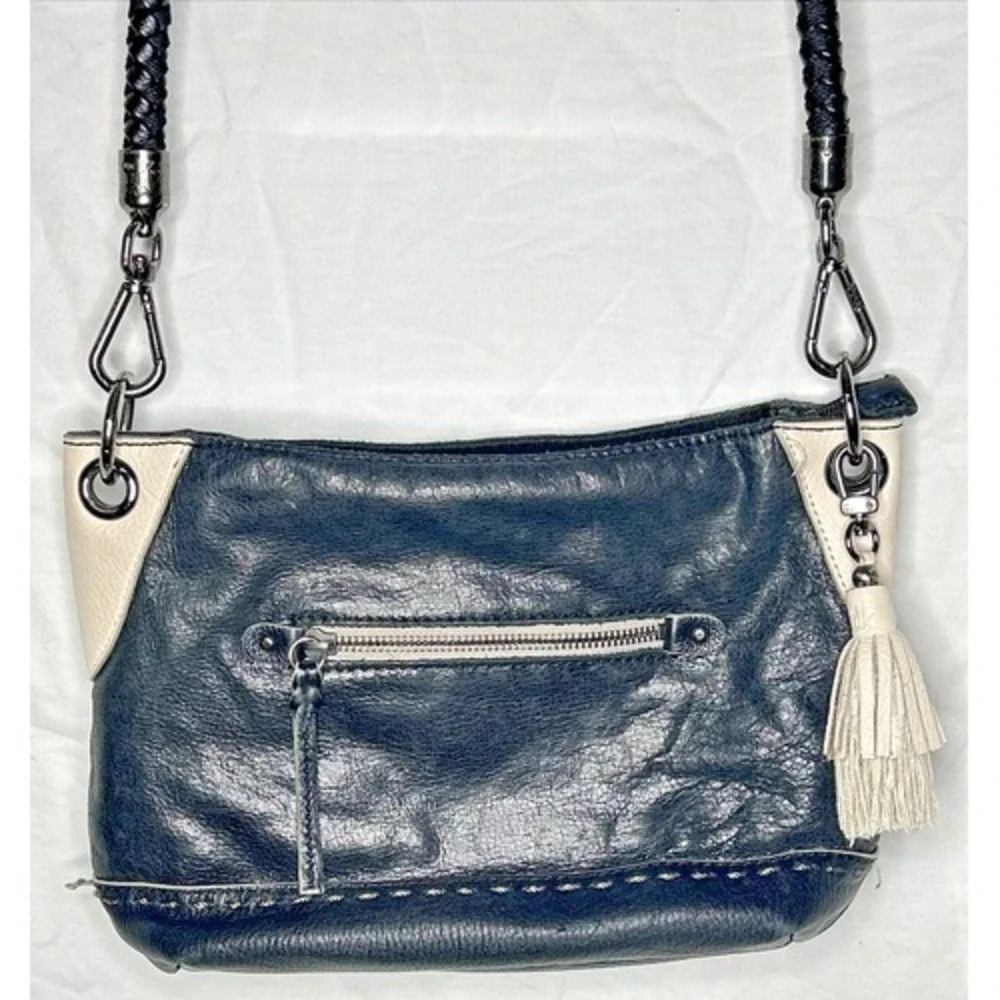 The Sak Black and White Mini Hobo Bag with Tassel Charm U216
